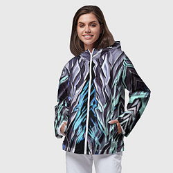 Ветровка с капюшоном женская Камень и синие полосы, цвет: 3D-белый — фото 2