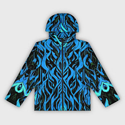 Ветровка с капюшоном женская Синий узор на чёрном фоне, цвет: 3D-черный
