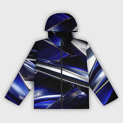Ветровка с капюшоном женская Синие и серебреные абстрактные полосы, цвет: 3D-черный
