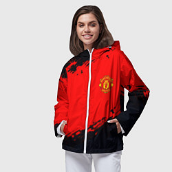 Ветровка с капюшоном женская Manchester United colors sport, цвет: 3D-белый — фото 2