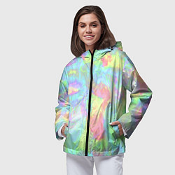 Ветровка с капюшоном женская Абстракция смесь красок, цвет: 3D-черный — фото 2