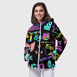 Ветровка с капюшоном женская 6ix9ine logo rap bend, цвет: 3D-белый — фото 2