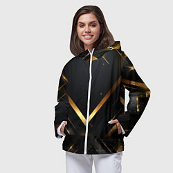 Ветровка с капюшоном женская Gold luxury black abstract, цвет: 3D-белый — фото 2