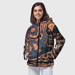 Ветровка с капюшоном женская Абстрактный разноцветный узор, цвет: 3D-черный — фото 2