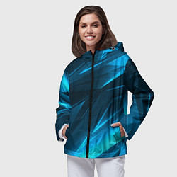 Ветровка с капюшоном женская Geometry stripes neon color, цвет: 3D-черный — фото 2