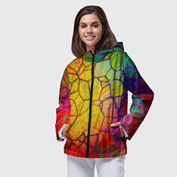Ветровка с капюшоном женская Bright abstraction, цвет: 3D-черный — фото 2