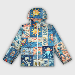 Женская ветровка Инопланетные обитатели на пэчворке