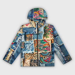 Женская ветровка Японские мотивы на дениме