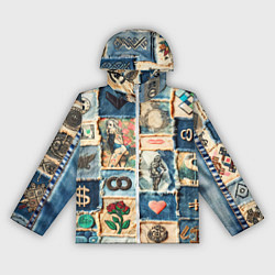 Женская ветровка Баксы и девушки на дениме - пэчворк