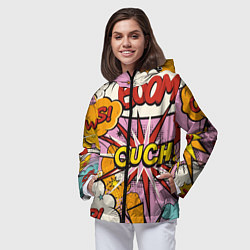 Ветровка с капюшоном женская Oops-boom: комикс бум, цвет: 3D-черный — фото 2