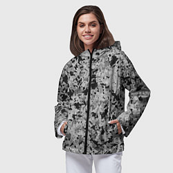 Ветровка с капюшоном женская Чёрно-серый абстракция пятна, цвет: 3D-черный — фото 2