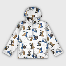 Женская ветровка Котики и шахматы белый