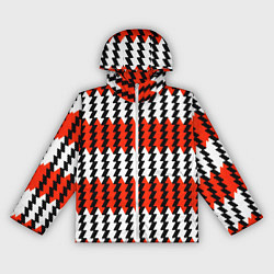 Ветровка с капюшоном женская Вертикальные красно-белые полосы, цвет: 3D-белый