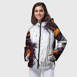 Ветровка с капюшоном женская Брызги и мазки красками, цвет: 3D-черный — фото 2
