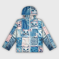 Женская ветровка Кошки на пэчворк джинсах паттерн