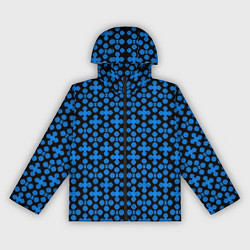 Женская ветровка Синие четырёхлистники на чёрном фоне