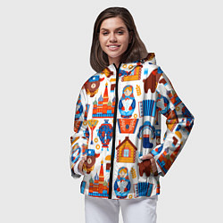 Ветровка с капюшоном женская Русские народные традиции, цвет: 3D-черный — фото 2