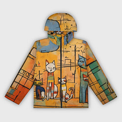 Ветровка с капюшоном женская Котеечки, цвет: 3D-черный