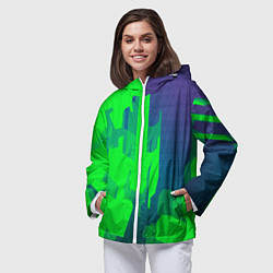 Ветровка с капюшоном женская Зеленый фиолет, цвет: 3D-белый — фото 2