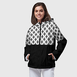 Ветровка с капюшоном женская Чёрно-белый узором, цвет: 3D-черный — фото 2
