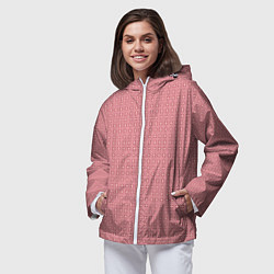 Ветровка с капюшоном женская Светлый красно-розовый паттерн узоры, цвет: 3D-белый — фото 2