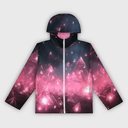 Ветровка с капюшоном женская Розовый абстрактный космос, цвет: 3D-белый