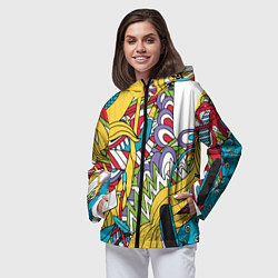 Ветровка с капюшоном женская Летние мотивы, цвет: 3D-черный — фото 2