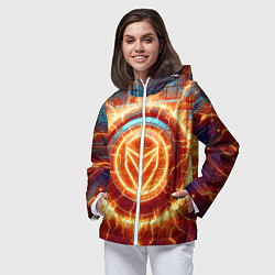 Ветровка с капюшоном женская Наэлектризованная кибер поверхность - нейросеть, цвет: 3D-белый — фото 2