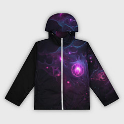 Ветровка с капюшоном женская Космическая объемная абстракция с фиолетовым свече, цвет: 3D-белый