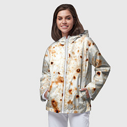 Ветровка с капюшоном женская Текстура светлого лаваша, цвет: 3D-белый — фото 2