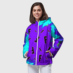 Ветровка с капюшоном женская Fortnite neon steel colors epic, цвет: 3D-белый — фото 2