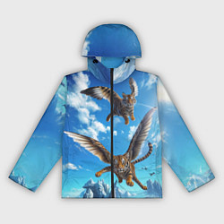 Ветровка с капюшоном женская Летающие тигрята, цвет: 3D-черный