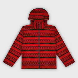 Ветровка с капюшоном женская Чёрно-красный норвежский узор, цвет: 3D-черный