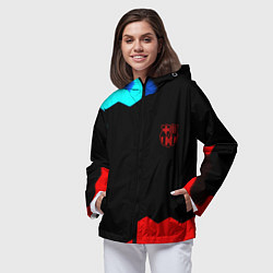 Ветровка с капюшоном женская Barcelona спортивный кибер стиль, цвет: 3D-черный — фото 2