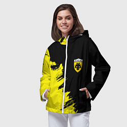 Ветровка с капюшоном женская AEK sport color yellow, цвет: 3D-белый — фото 2