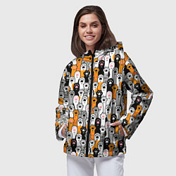 Ветровка с капюшоном женская Кошачьи лапы, цвет: 3D-черный — фото 2