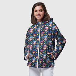 Ветровка с капюшоном женская Аниме персонажи паттерн, цвет: 3D-белый — фото 2