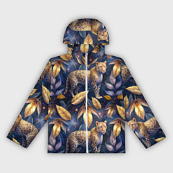 Женская ветровка Леопард с золотыми листьями паттерны