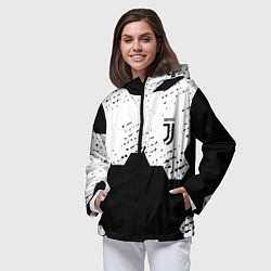 Ветровка с капюшоном женская Juventus hexagon black sport, цвет: 3D-черный — фото 2