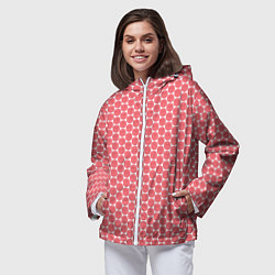 Ветровка с капюшоном женская Паттерн розочки, цвет: 3D-белый — фото 2
