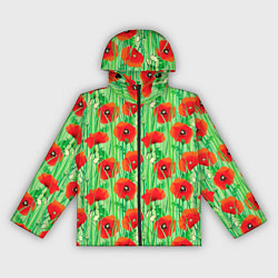 Ветровка с капюшоном женская Маковый узор, цвет: 3D-черный