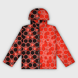 Женская ветровка Техно-киберпанк шестиугольники красный и чёрный