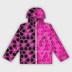 Женская ветровка Техно-киберпанк шестиугольники розовый и чёрный с