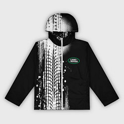 Ветровка с капюшоном женская Ленд Ровер - следы от шин, цвет: 3D-белый