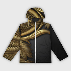 Женская ветровка Золотые объемные листья на черном