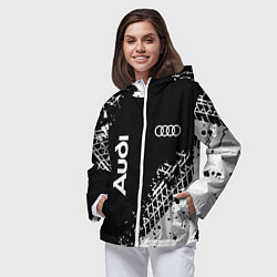 Ветровка с капюшоном женская Ауди: следы от шин, цвет: 3D-белый — фото 2