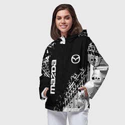 Ветровка с капюшоном женская Мазда: следы от шин, цвет: 3D-черный — фото 2