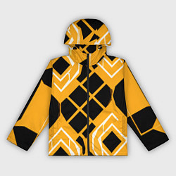 Женская ветровка Чёрные квадраты и белые полосы на оранжевом фоне