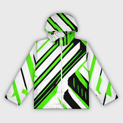 Женская ветровка Чёрно-зелёные полосы на белом фоне