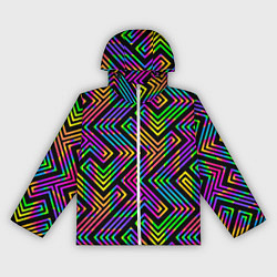 Ветровка с капюшоном женская Линии лабиринта спектрального цвета, цвет: 3D-белый
